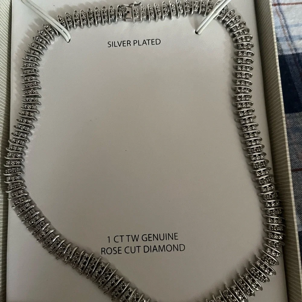 New Victoria Townsend 1 CT TW Genuine Rose Cut Diamond Silver Necklace $400